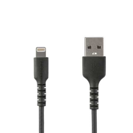 StarTech.com 3 foot (1m) Durable Black USB-A to Lightning Cable - Heavy Duty Rugged Aramid Fiber USB Type A to Lightning Charger