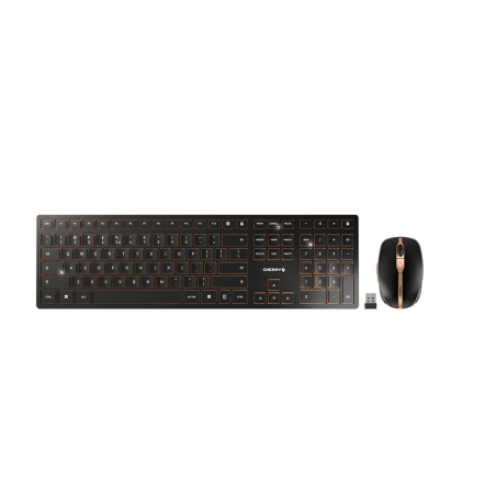 CHERRY DW 9000 SLIM keyboard Mouse included Universal RF Wireless + Bluetooth QWERTY US English Black