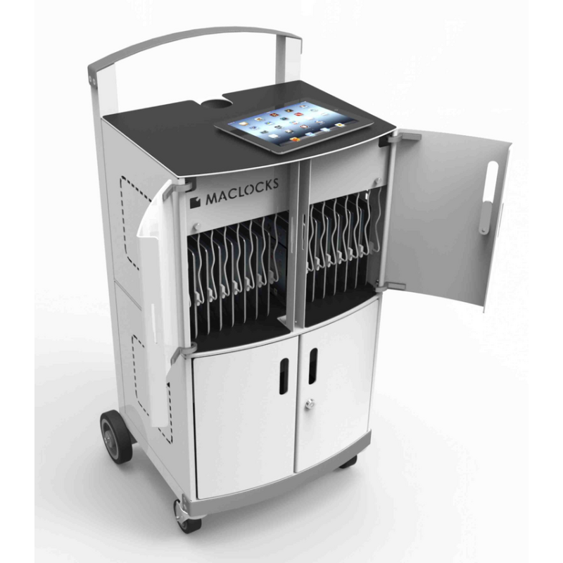 Compulocks CartiPad Duo Tablet / Laptop Charging Rolling Cart 32 Devices UK Power Plug