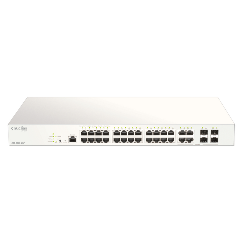D-Link 28-Port Gigabit PoE+ Nuclias Smart Managed Switch including 4x 1G Combo Ports, 193W