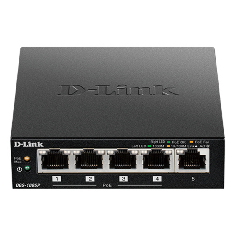 D-Link DGS-1005P/E network switch Unmanaged Gigabit Ethernet (10/100/1000) Power over Ethernet (PoE) Black