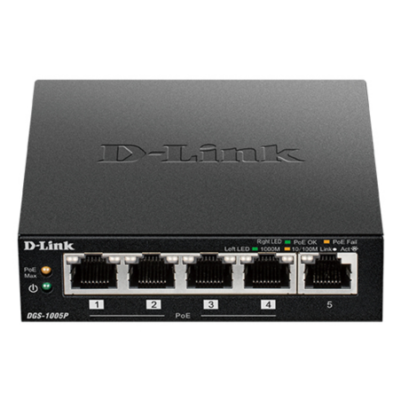 D-Link DGS-1005P/E network switch Unmanaged Gigabit Ethernet (10/100/1000) Power over Ethernet (PoE) Black