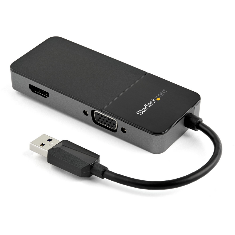 StarTech.com USB 3.0 to HDMI and VGA Adapter - 4K/1080p USB Type-A Dual Monitor Multiport Adapter Converter - External Video Gra