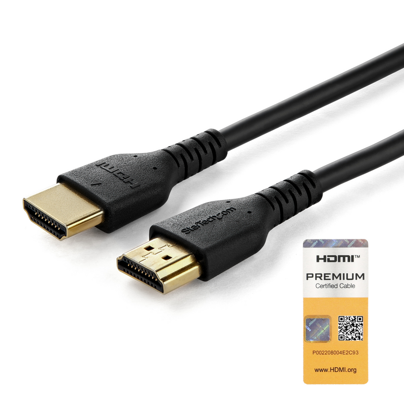 StarTech.com 3ft (1m) Slim HDMI 2.0 Cable, Flexible Premium Certified HDMI Cord with Ethernet, UHD 4K 60Hz HDR10, Durable Aramid