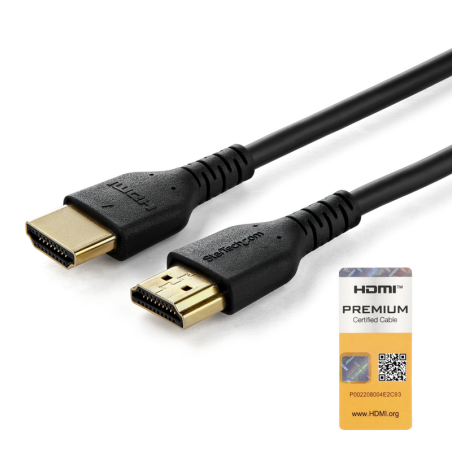 StarTech.com 3ft (1m) Slim HDMI 2.0 Cable, Flexible Premium Certified HDMI Cord with Ethernet, UHD 4K 60Hz HDR10, Durable Aramid