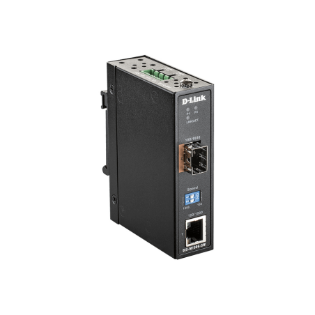 D-Link 100/1000 Mbps to SFP Industrial Media Converter with -40 to 70 °C operating range