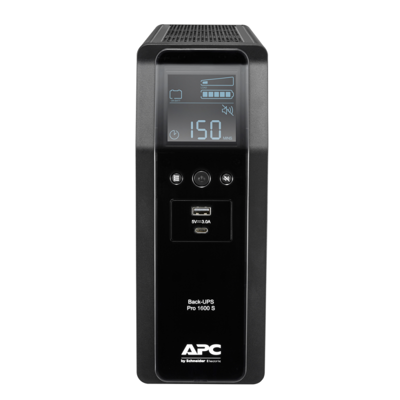 APC Back-UPS Pro, 1600VA/960W, Tower, 230V, 8x IEC C13 outlets, Sine Wave, AVR, USB Type A + C ports, LCD, User Replaceable Batt