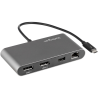 StarTech.com Thunderbolt 3 Mini Dock - Portable Dual Monitor Docking Station with DP 4K 60Hz, 1x USB-A Hub (USB 3.0/5 Gbps), GbE