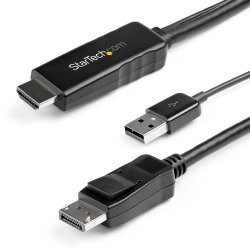 StarTech.com 2m (6ft) HDMI to DisplayPort Cable 4K 30Hz - Active HDMI 1.4 to DP 1.2 Adapter Converter Cable with Audio - USB Pow