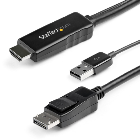 StarTech.com 2m (6ft) HDMI to DisplayPort Cable 4K 30Hz - Active HDMI 1.4 to DP 1.2 Adapter Converter Cable with Audio - USB Pow