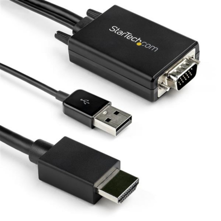 StarTech.com 2m VGA to HDMI Converter Cable with USB Audio Support & Power - Analog to Digital Video Adapter Cable to connect a 