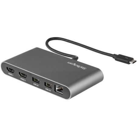 StarTech.com Thunderbolt 3 Mini Dock - Portable Dual Monitor Docking Station w/HDMI 4K 60Hz, 2x USB-A Hub (3.0/2.0), GbE - 11in/
