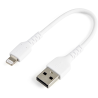 StarTech.com 6 inch (15cm) Durable White USB-A to Lightning Cable - Heavy Duty Rugged Aramid Fiber USB Type A to Lightning Charg