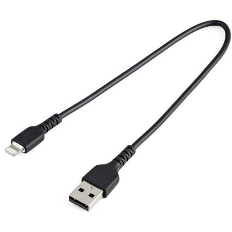 StarTech.com 12inch (30cm) Durable Black USB-A to Lightning Cable - Heavy Duty Rugged Aramid Fiber USB Type A to Lightning Charg