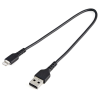 StarTech.com 12inch (30cm) Durable Black USB-A to Lightning Cable - Heavy Duty Rugged Aramid Fiber USB Type A to Lightning Charg