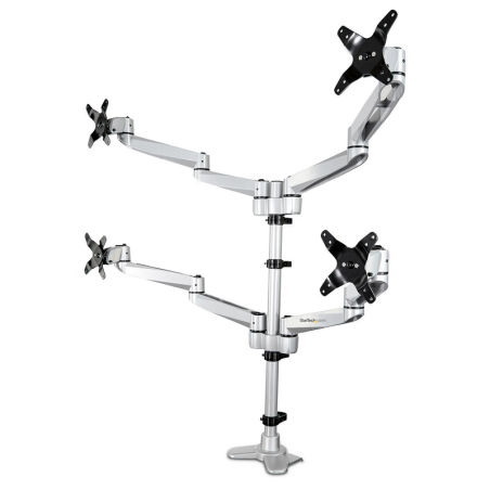StarTech.com Desk Mount Quad Monitor Arm – Premium Articulating VESA 4 Monitor Mount 2x2 up to 30" – Ergonomic Height Adjustable