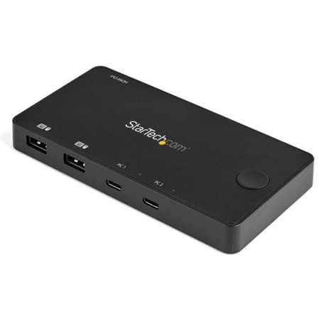 StarTech.com 2 Port USB C KVM Switch - 4K 60Hz HDMI - Compact Dual Port UHD USB Type C Desktop Mini KVM Switch with USB C Cables