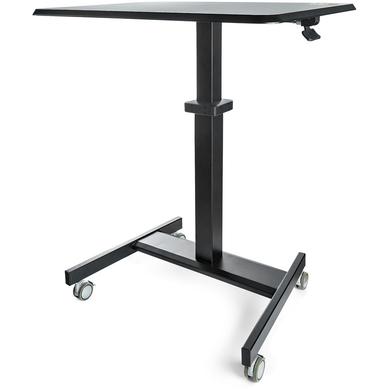 StarTech.com Mobile Standing Desk - Portable Sit Stand Ergonomic Height Adjustable Cart on Wheels - Rolling Computer/Laptop Work