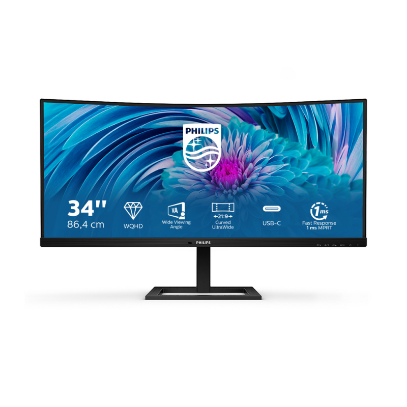 Philips E Line 346E2CUAE/00 computer monitor 86.4 cm (34") 3440 x 1440 pixels Wide Quad HD+ LCD Black