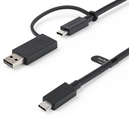 StarTech.com 3ft (1m) USB-C Cable with USB-A Adapter Dongle - Hybrid 2-in-1 USB C Cable w/ USB-A - USB-C to USB-C (10Gbps/100W P