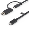 StarTech.com 3ft (1m) USB-C Cable with USB-A Adapter Dongle - Hybrid 2-in-1 USB C Cable w/ USB-A - USB-C to USB-C (10Gbps/100W P