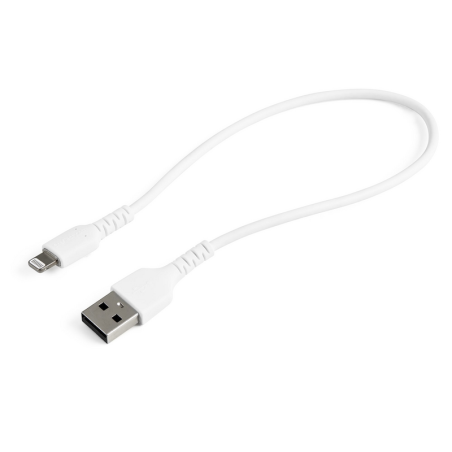 StarTech.com 12inch (30cm) Durable White USB-A to Lightning Cable - Heavy Duty Rugged Aramid Fiber USB Type A to Lightning Charg