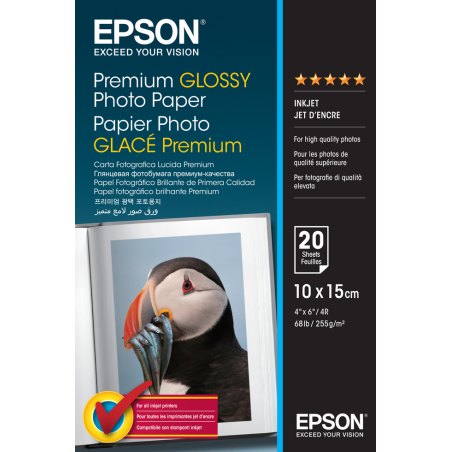 Epson Premium Glossy Photo Paper - 10x15cm - 20 Sheets