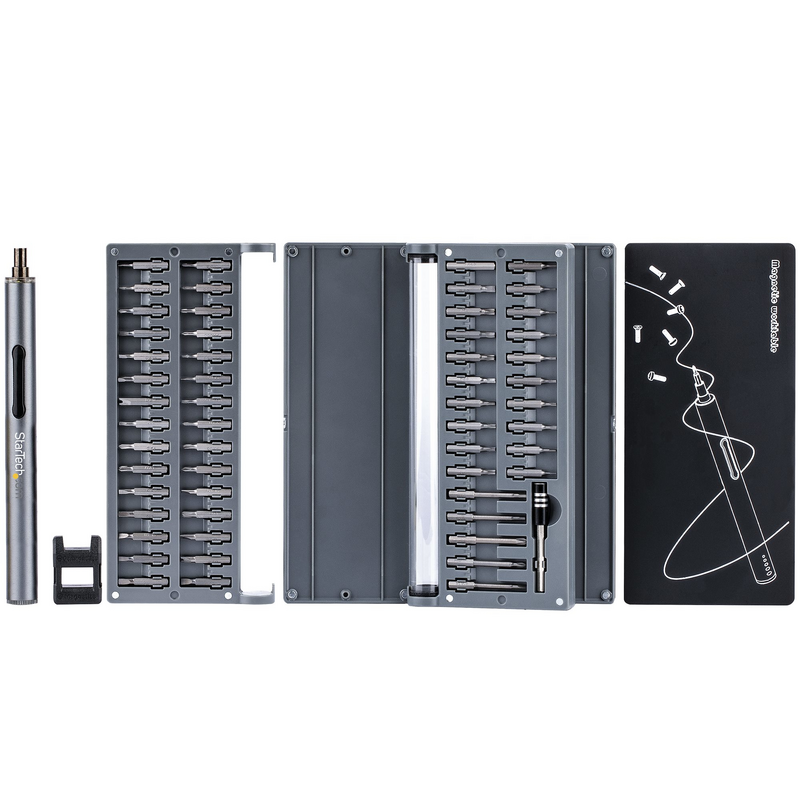 StarTech.com 55-Bit Electric Precision Screwdriver Set - Portable Cordless Battery Powered Bit Driver Kit for Electronic, Laptop