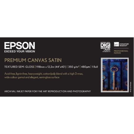 Epson Premium Canvas Satin, 44" x 12,2 m, 350g/m²