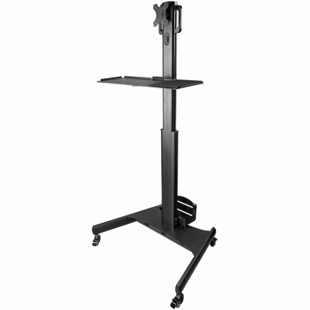 StarTech.com Mobile Workstation Cart with Monitor Mount, CPU/PC Holder, Keyboard Tray - Ergonomic Height Adjustable Desktop Comp