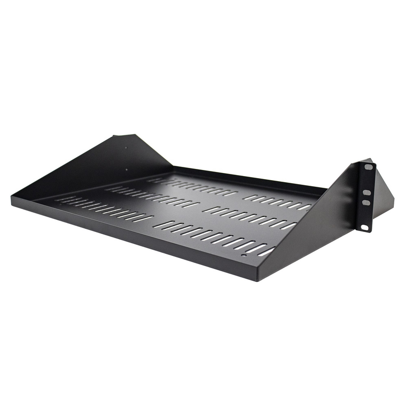 StarTech.com 2U Server Rack Shelf, Center Mounted Universal Vented Rackmount Cantilever Tray for 19" Network Equipment Rack, Hea