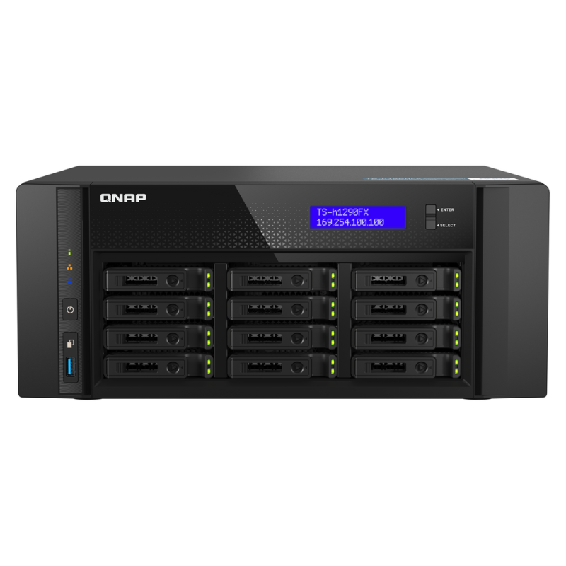 QNAP TS-h1290FX NAS Tower EPYC 7232P 64 GB DDR4 0 TB QuTS hero Black
