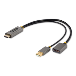 StarTech.com 1ft (30cm) HDMI to DisplayPort Adapter Cable, Active 4K 60Hz HDMI 2.0 to DP 1.2 Converter, HDR, USB Bus Powered, HD