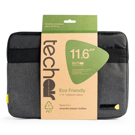 Techair TAECV007 Sustainable style for 11.6" laptops and Chromebooks. Made from recycled bottles, the Eco Sleeve pairs eco-frien