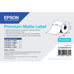 Epson Premium Matte Label - Continuous Roll: 76mm x 35m