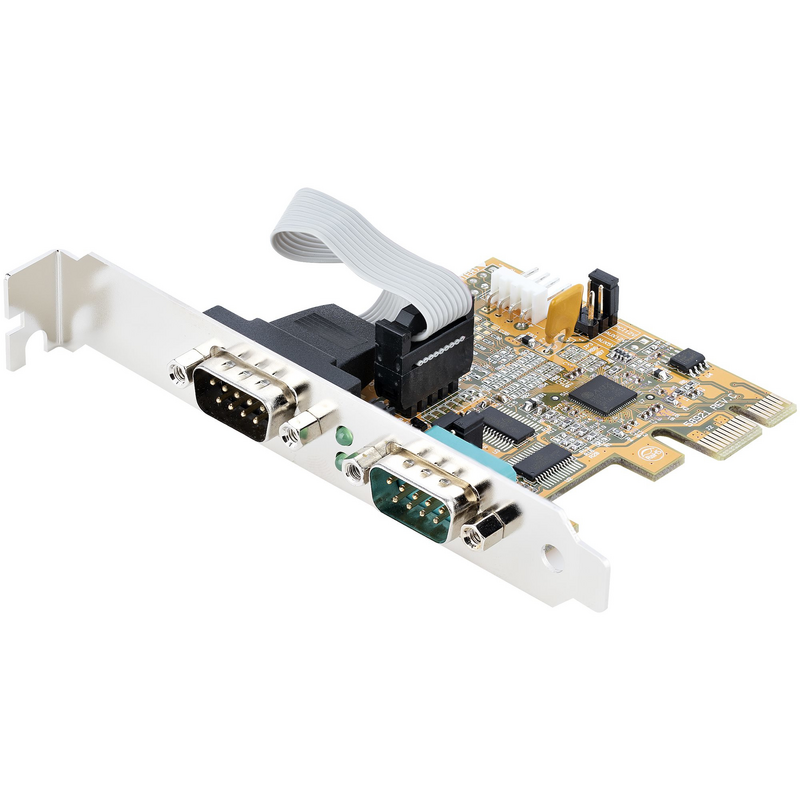 StarTech.com 2-Port PCI Express Serial Card, Dual Port PCIe to RS232 (DB9) Serial Card, 16C1050 UART, Standard or Low Profile Br