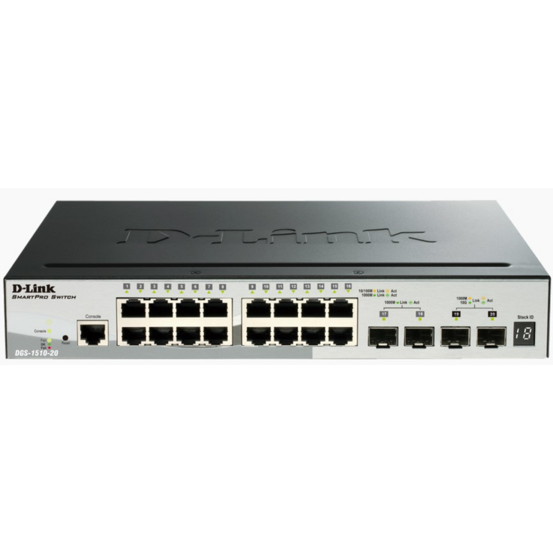 D-Link 20-Port Gigabit Stackable Smart Managed Switch including 2 x 10G SFP+ & 2 x SFP