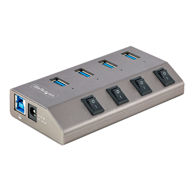 StarTech.com 4-Port Self-Powered USB-C Hub with Individual On/Off Switches, USB 3.0 5Gbps Expansion Hub w/Power Supply, Desktop/