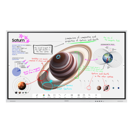 Samsung WM75B interactive whiteboard 190.5 cm (75") 3840 x 2160 pixels Touchscreen Grey, White