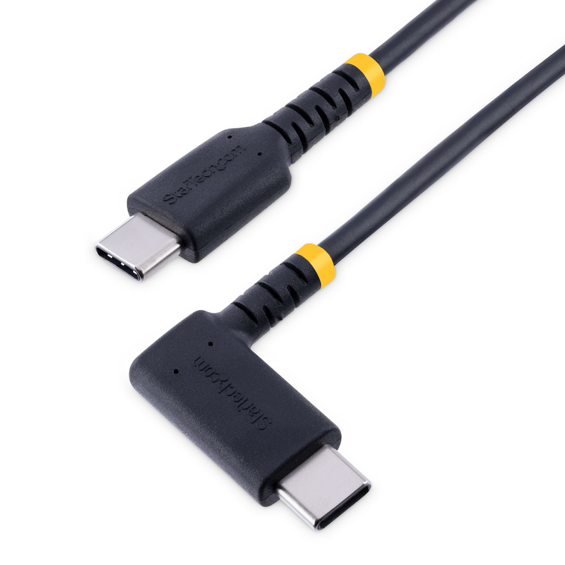 StarTech.com 6in (15cm) USB C Charging Cable Right Angle - 60W PD 3A - Heavy Duty Fast Charge USB-C Cable - Black USB 2.0 Type-C