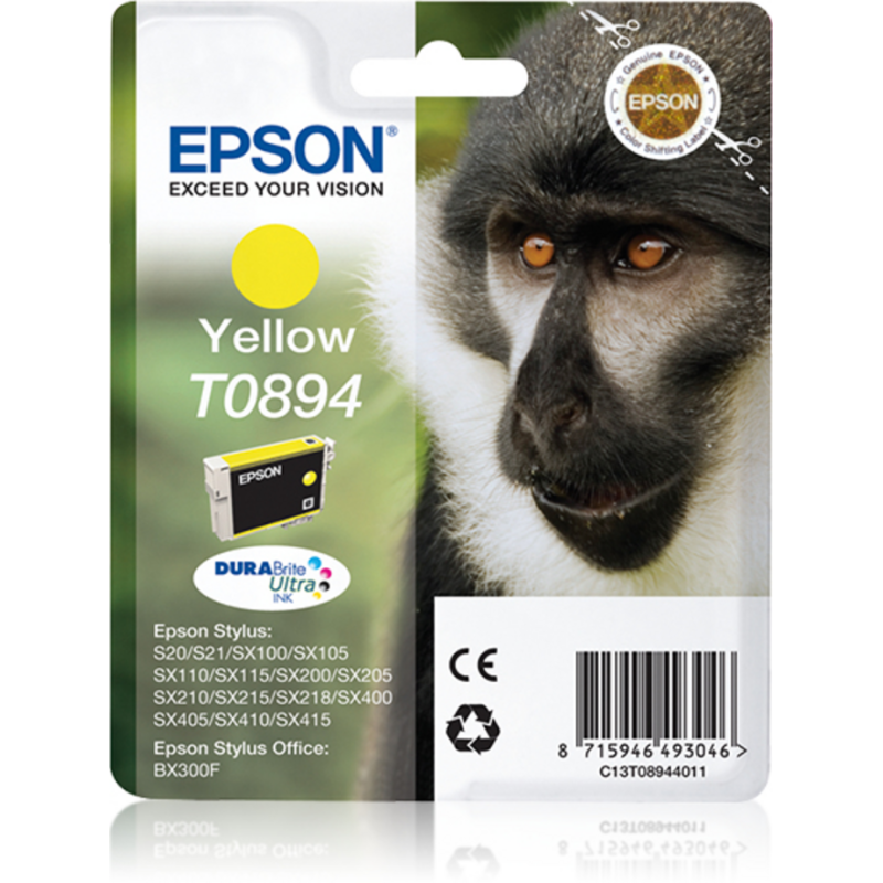 Epson Monkey Singlepack Yellow T0894 DURABrite Ultra Ink