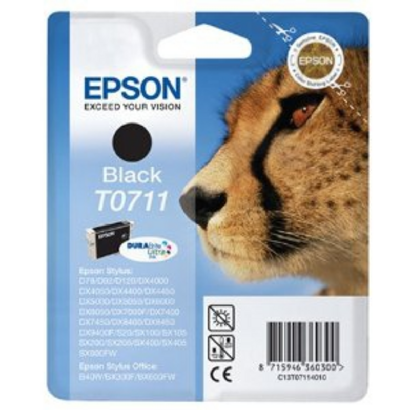 Epson Cheetah Singlepack Black T0711 DURABrite Ultra Ink