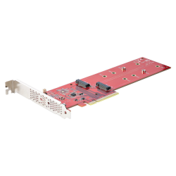 StarTech.com Dual M.2 PCIe SSD Adapter Card, PCIe x8 / x16 to Dual NVMe or AHCI M.2 SSDs, PCI Express 4.0, 7.8GBps/Drive, Bifurc