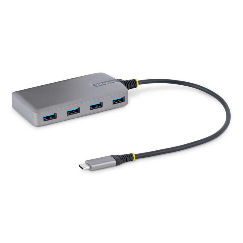 StarTech.com 4-Port USB-C Hub - 5Gbps - Bus Powered - USB C to 4x USB-A Hub w/ Optional Auxiliary Power Input - Portable Desktop