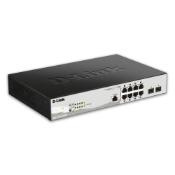 D-Link 8-Port 10/100/1000BASE-T PoE + 2-Port 1 Gbps SFP Ports Metro Ethernet Switch