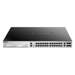 D-Link 24 x 10/100/1000BASE-T PoE ports (370W budget) Layer 3 Stackable Managed Gigabit Switch