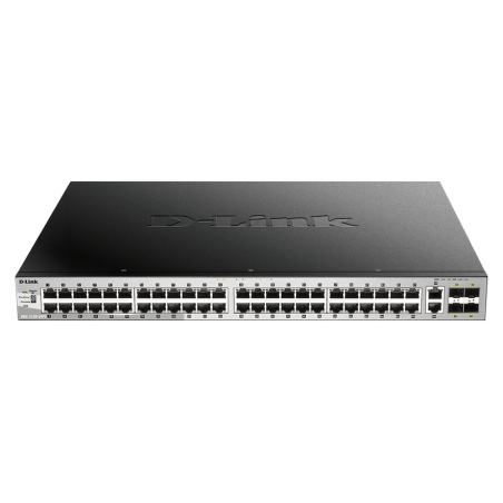 D-Link 48 x 10/100/1000BASE-T PoE ports (370W budget) Layer 3 Stackable Managed Gigabit Switch