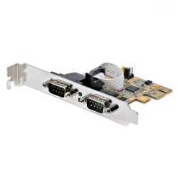 StarTech.com 2-Port PCI Express Serial Interface Card, Dual Port PCIe to RS232 (DB9) Serial Card, 16C1050 UART, Low/Full Profile