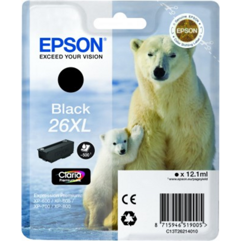 Epson Singlepack Black 26XL Claria Premium Ink