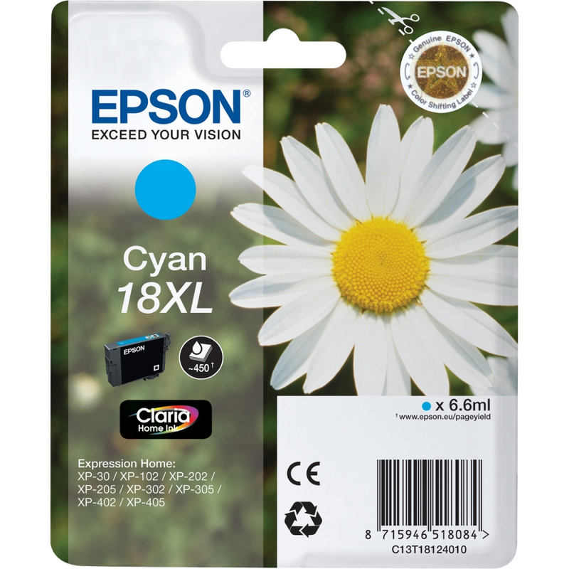 Epson Daisy Singlepack Cyan 18XL Claria Home Ink